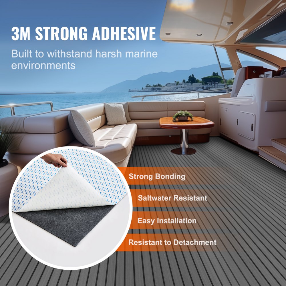 VEVOR Pavimento per Barca in Schiuma EVA Coperta per Barca 2400x450x6mm Pavimento Autoadesivo Antiscivolo 10800cm² Tappeto Marino per Barche Yacht Pontoni Coperte per Kayak