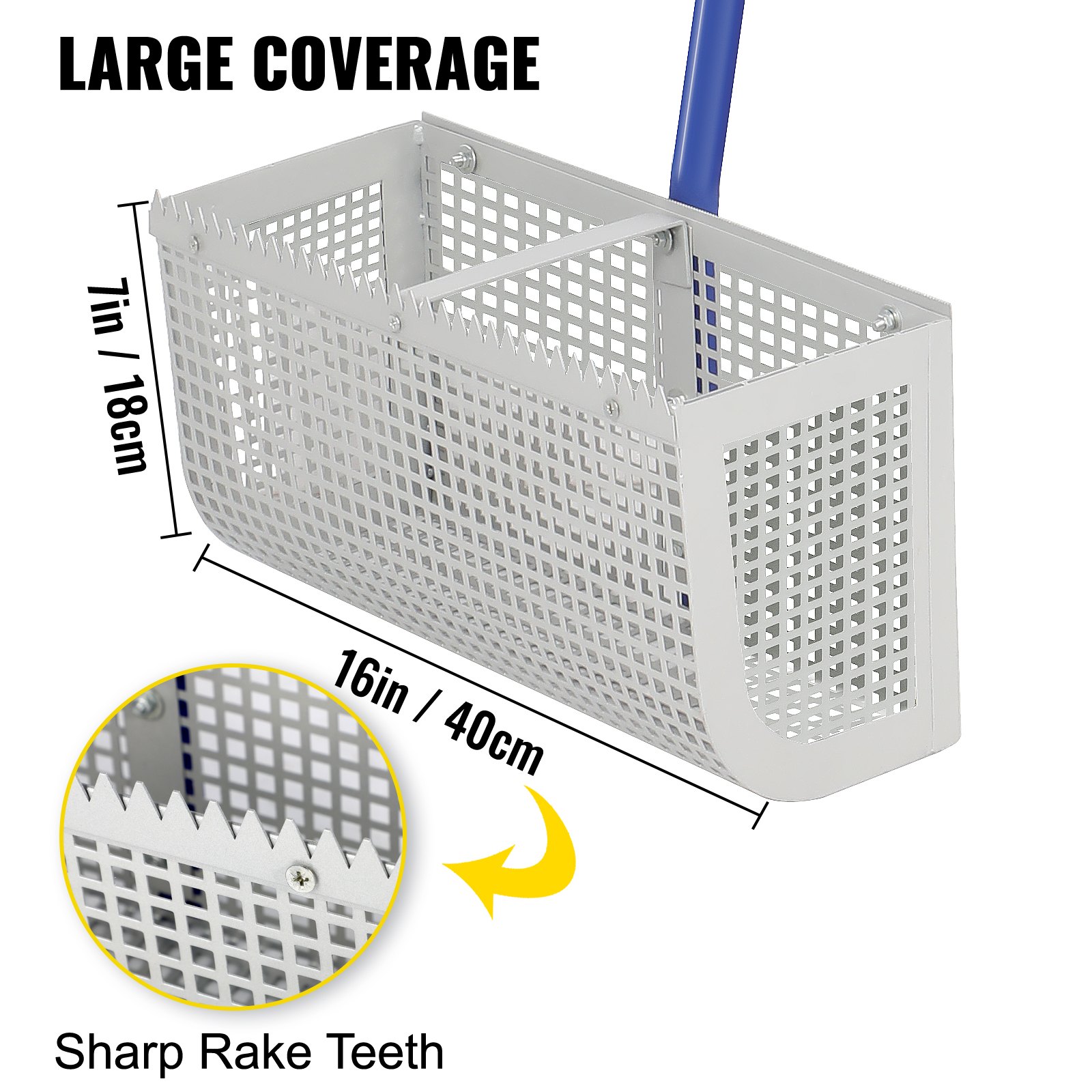 VEVOR Spazzolatrice per Prati Sintetici Pettine 420x40x18 cm Spazzolatrice Blu per Prati Artificiali con corda da 20m e Borsa a Rete Rastrello per