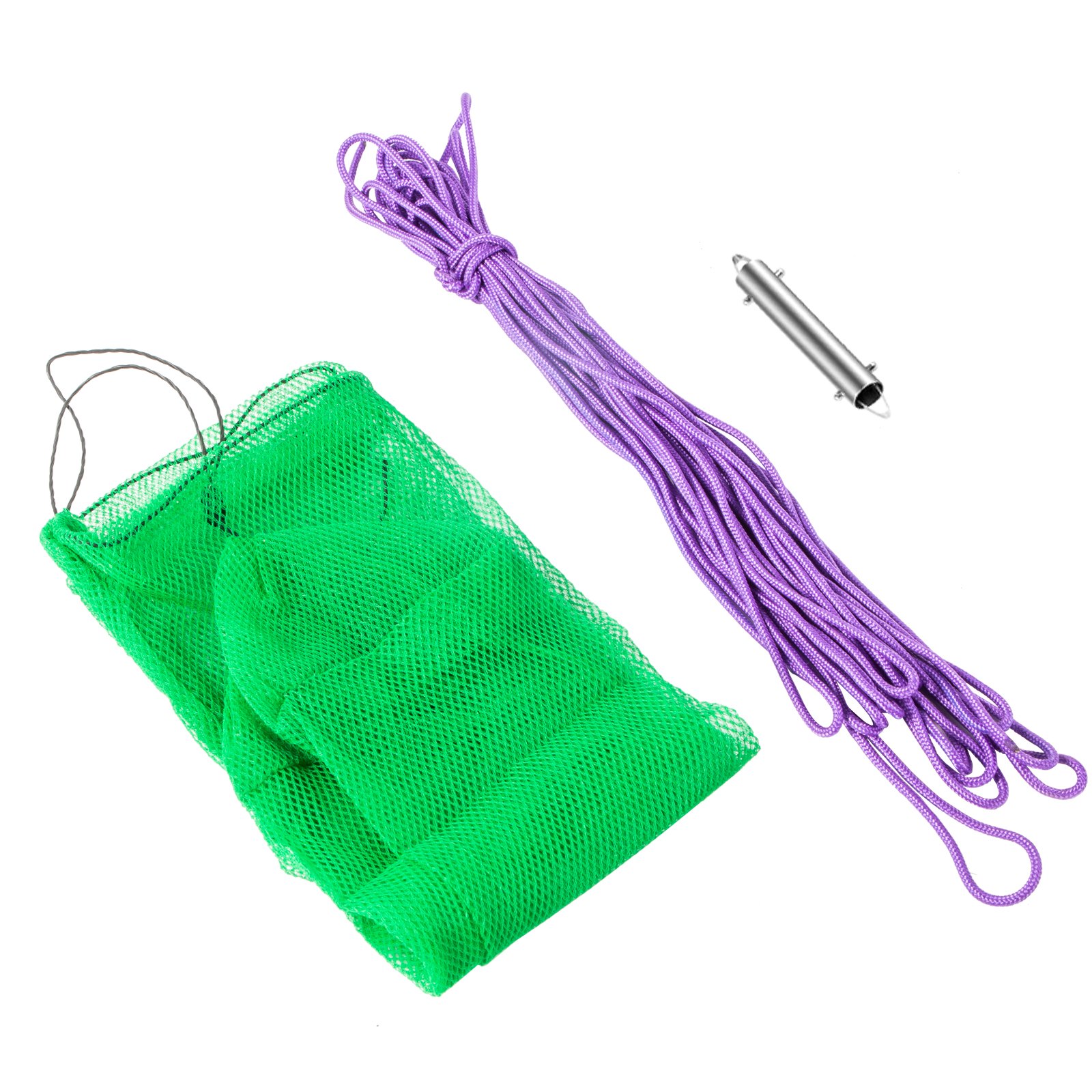 VEVOR Spazzolatrice per Prato Pali Pieghevole 260 x 90 x 18 cm, Spazzolatrice per Prati Artificiali con Corda Lunghezza da 15m e Borsa a Rete, Rastrello per Erba Rullo in Laghi Stagni Piscine Spiagge