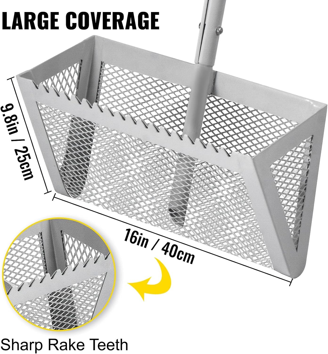 VEVOR Spazzolatrice per Prati Sintetici Pettine 130x40x25 cm Spazzolatrice Argento per Sabbia Prati Artificiali con Borsa a Rete Rastrello per Erba