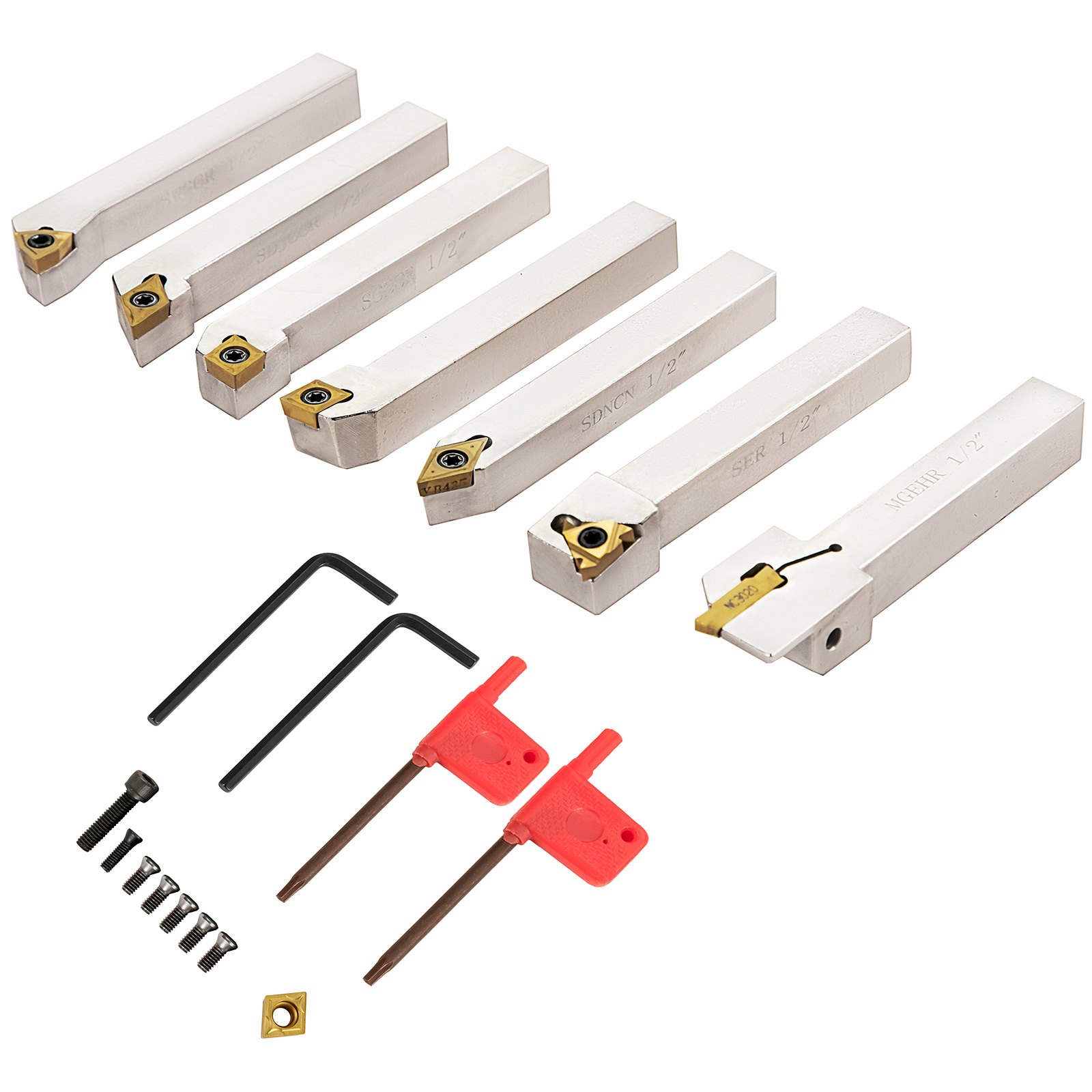 Utensili Tornio 12,7mm 1/2pollici 7 Pezzi Inserti Zincato Utensili Indicizzabili