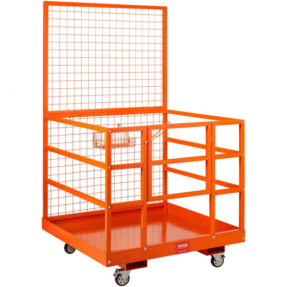 VEVOR Forklift Work Platform 635kg Safety Basket Heavy-Duty Steel Work Basket 114.3x109.2x203.2cm Premium Forklift Platform for 1-2 People Assembly Platform Forklift Ideal for Working at Heights