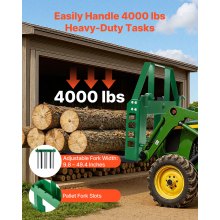 VEVOR Forca Pallet, Capacità 1814 kg, Attacco per Telaio Lato Lungo 915 mm, Lame per Carrelli Elevatori, Ricevitore di Attacco da 50,8 mm e Manicotti per Lancia, Adatti per Trattori JD