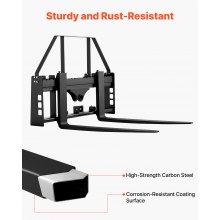 VEVOR Forca Pallet, Capacità 1814 kg, Attacco per Telaio Lato Lungo 1220 mm, Lame per Carrelli Elevatori, Ricevitore di Attacco da 50,8 mm e Manicotti per Lancia, per Minipale, Trattori