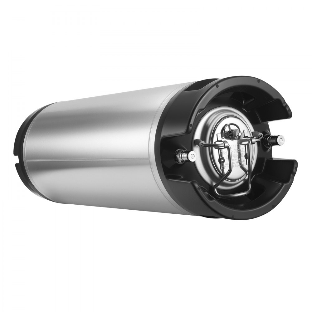 VEVOR Fusto di Birra con Chiusura a Sfera, 19 L Fusti per Bevanda Fredda SUS304 con Doppia Maniglia in Gomma e Fondo in Gomma Resistente, Attrezzatura per Produzione di Birra, 1 Pezzo