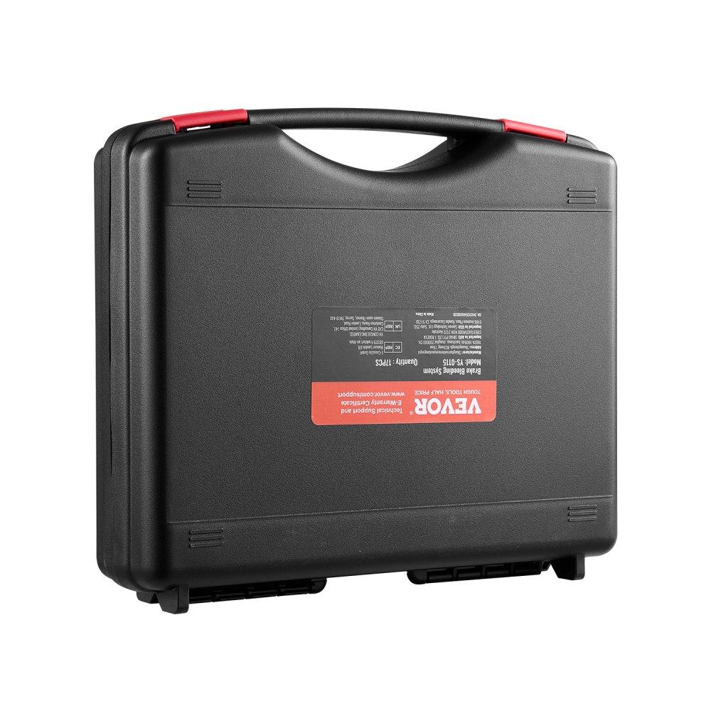 VEVOR Kit di Spurgo Freno Principale, 17 Pezzi, Set di Adattatori per Spurgo Freni con Kit Completo e Impugnatura, per Riempimento Liquido Freni, per Maggior Parte dei Veicoli
