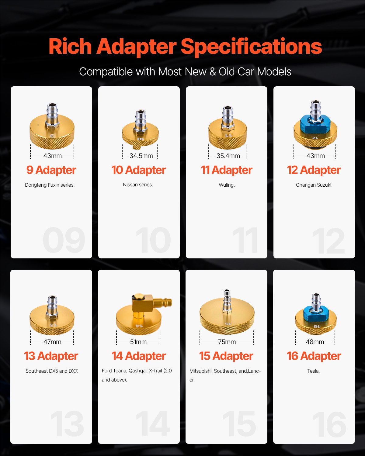 VEVOR Kit di Spurgo Freno Principale, 17 Pezzi, Set di Adattatori per Spurgo Freni con Kit Completo e Impugnatura, per Riempimento Liquido Freni, per Maggior Parte dei Veicoli