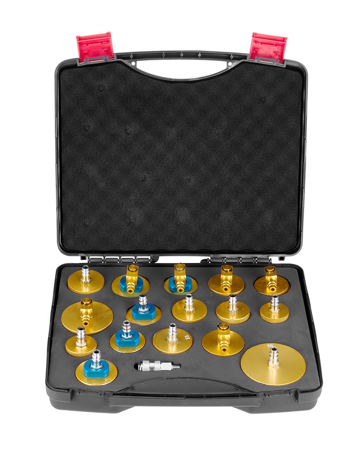 VEVOR Kit di Spurgo Freno Principale, 17 Pezzi, Set di Adattatori per Spurgo Freni con Kit Completo e Impugnatura, per Riempimento Liquido Freni, per Maggior Parte dei Veicoli