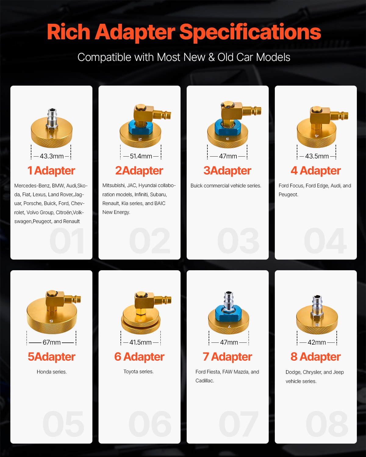 VEVOR Kit di Spurgo Freno Principale, 17 Pezzi, Set di Adattatori per Spurgo Freni con Kit Completo e Impugnatura, per Riempimento Liquido Freni, per Maggior Parte dei Veicoli