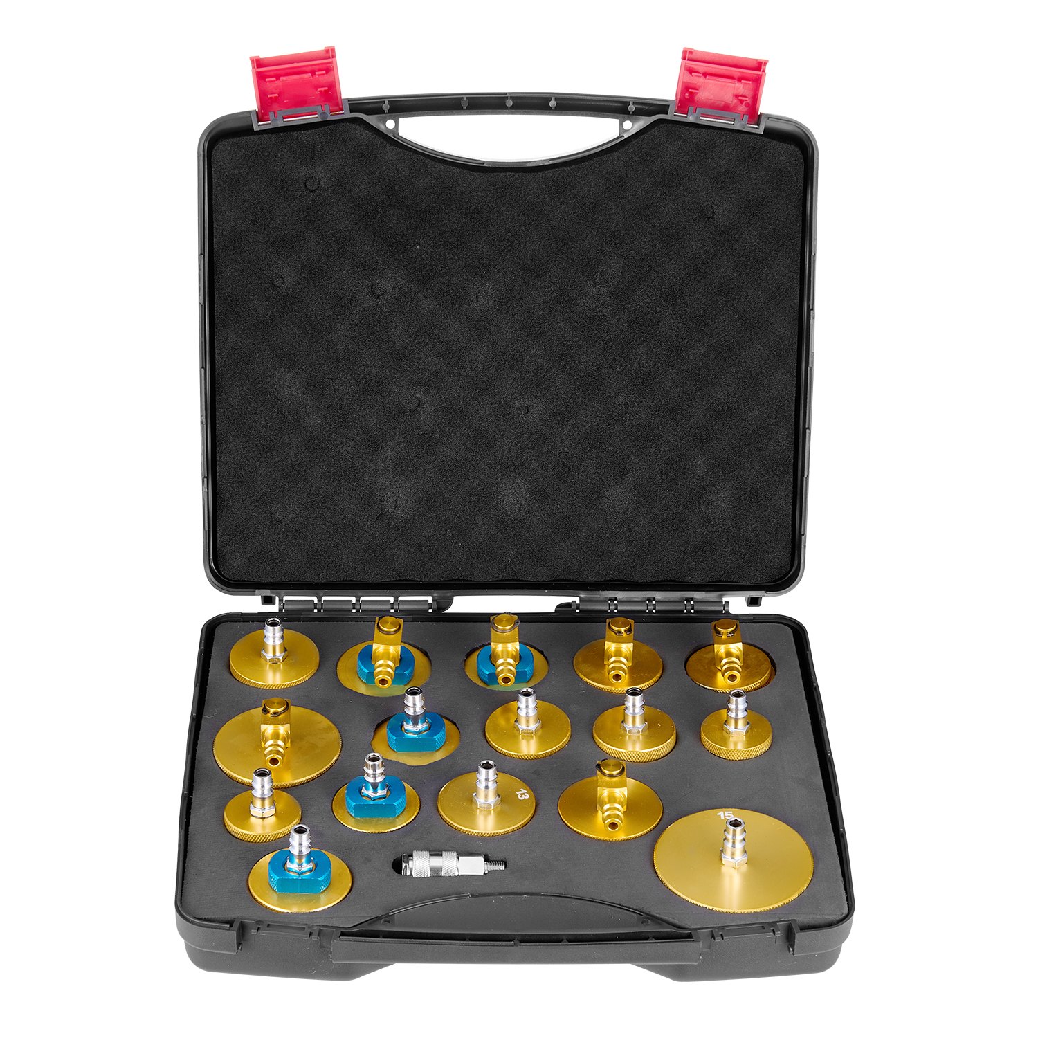 VEVOR Kit di Spurgo Freno Principale, 17 Pezzi, Set di Adattatori per Spurgo Freni con Kit Completo e Impugnatura, per Riempimento Liquido Freni, per Maggior Parte dei Veicoli