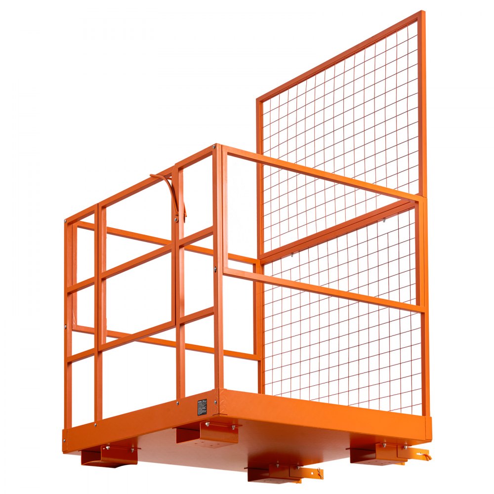 VEVOR Gabbia di Sicurezza per Carrelli Elevatori 122,5 × 114,8 cm, Piattaforma di Lavoro Pieghevole, Portata Max 635 kg, Imbarcatura di Sicurezza e Serratura, Cestello Operatore per Lavori in Quota