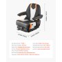 VEVOR Sedile Universale per Carrello Elevatore, con Schienale Regolabile, Bracciolo e Cintura di Sicurezza, Sedile per Trattore Pieghevole Sicuro con Microinterruttore, per Tosaerba per Minipale
