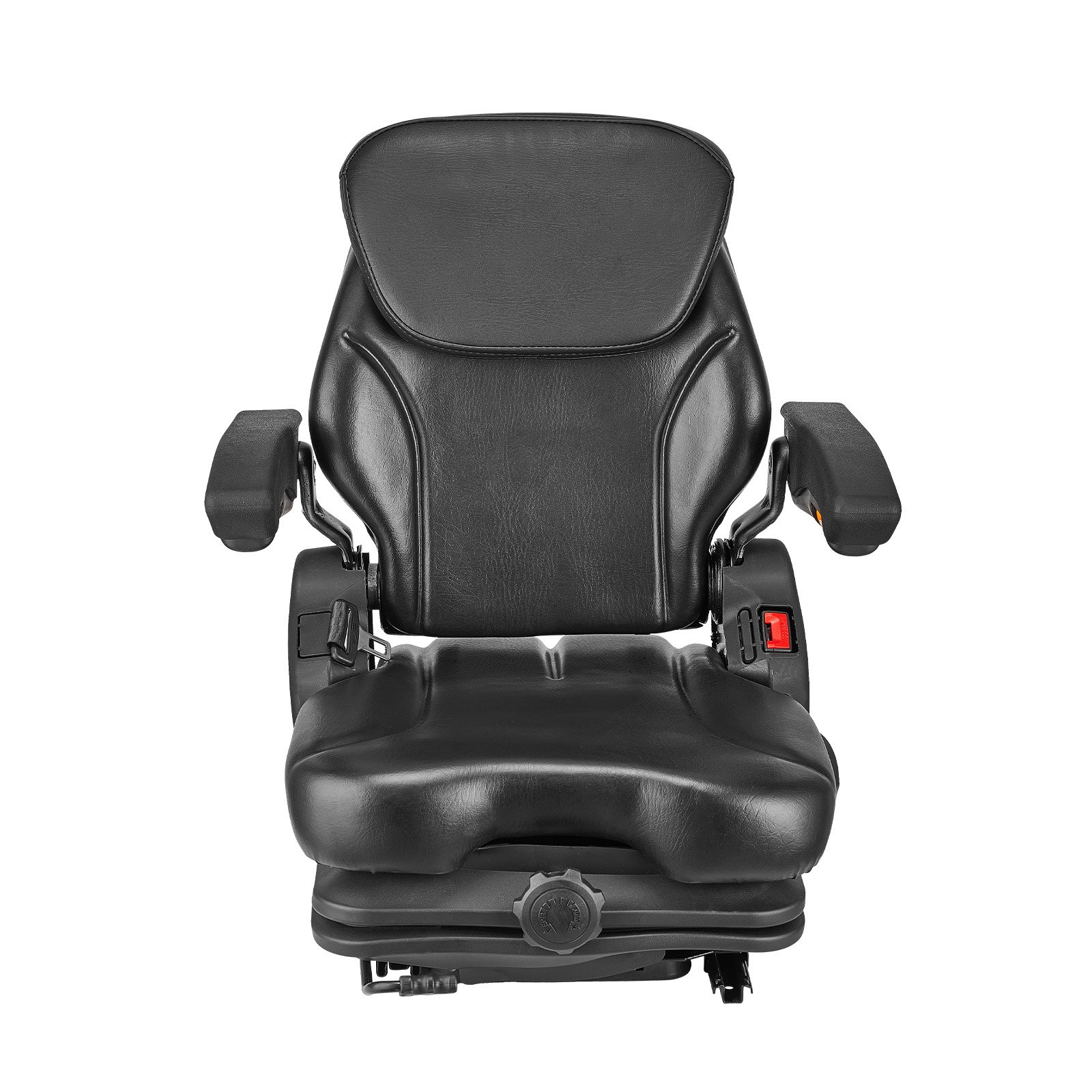 VEVOR Sedile Universale per Carrello Elevatore, con Schienale Regolabile, Bracciolo, Poggiatesta e Cintura di Sicurezza, Sedile per Trattore Pieghevole Sicuro con Microinterruttore, per Tosaerba