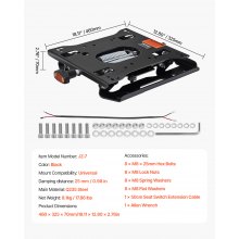 VEVOR Kit di Sospensione del Sedile Senza Binario Scorrevole, Sospensione Universale del Sedile con Sospensione Pneumatica per Tosaerba a Raggio di Sterzata Zero, per Carrello Elevatore, Bulldozer