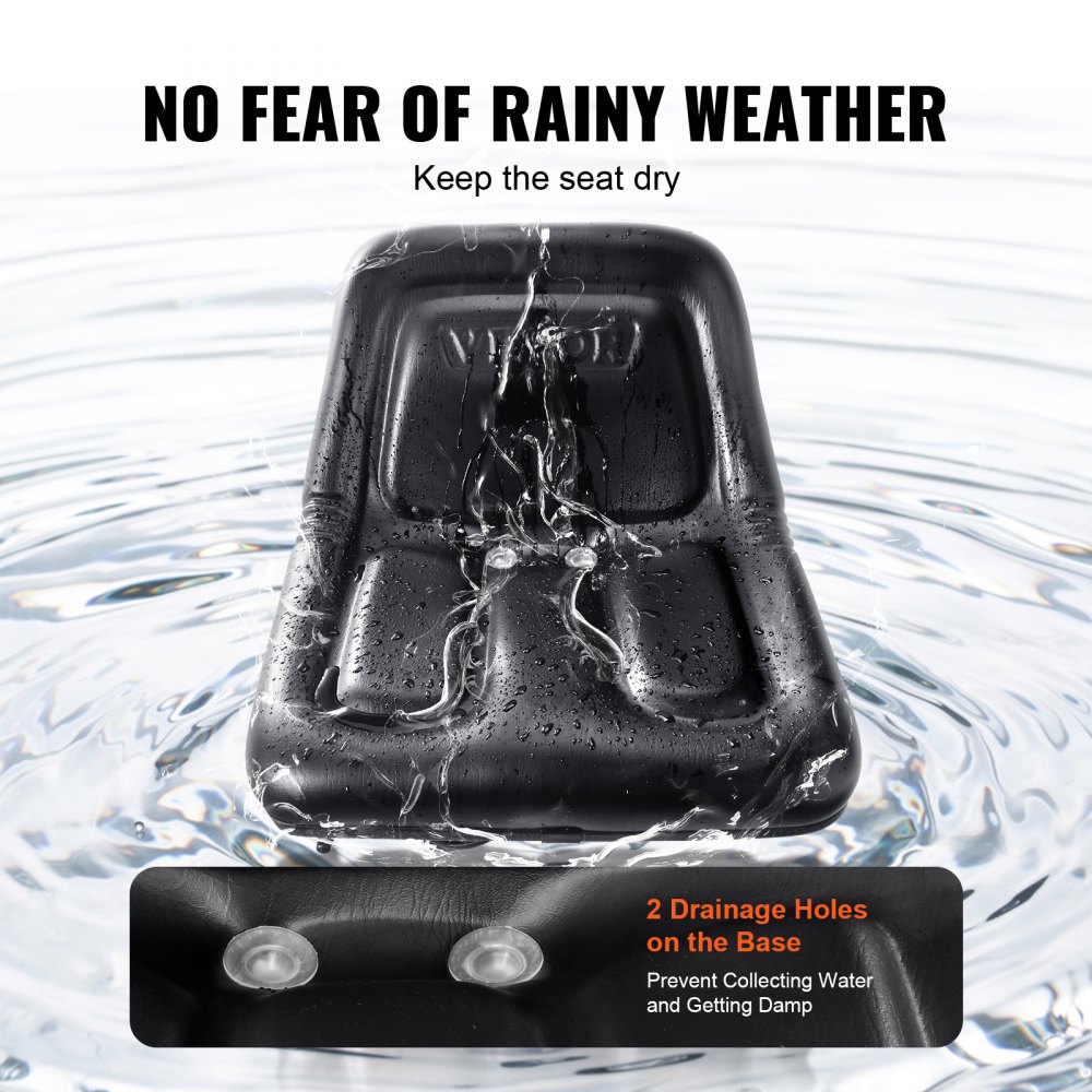 VEVOR Sedile Universale per Carrello Elevatore Sedile per Trattore con Microinterruttore Fori Drenaggio Fessura Estesa 160-340mm Sedile Comodo per Caricatore Escavatore Tosaerba, Sedile per Trattore