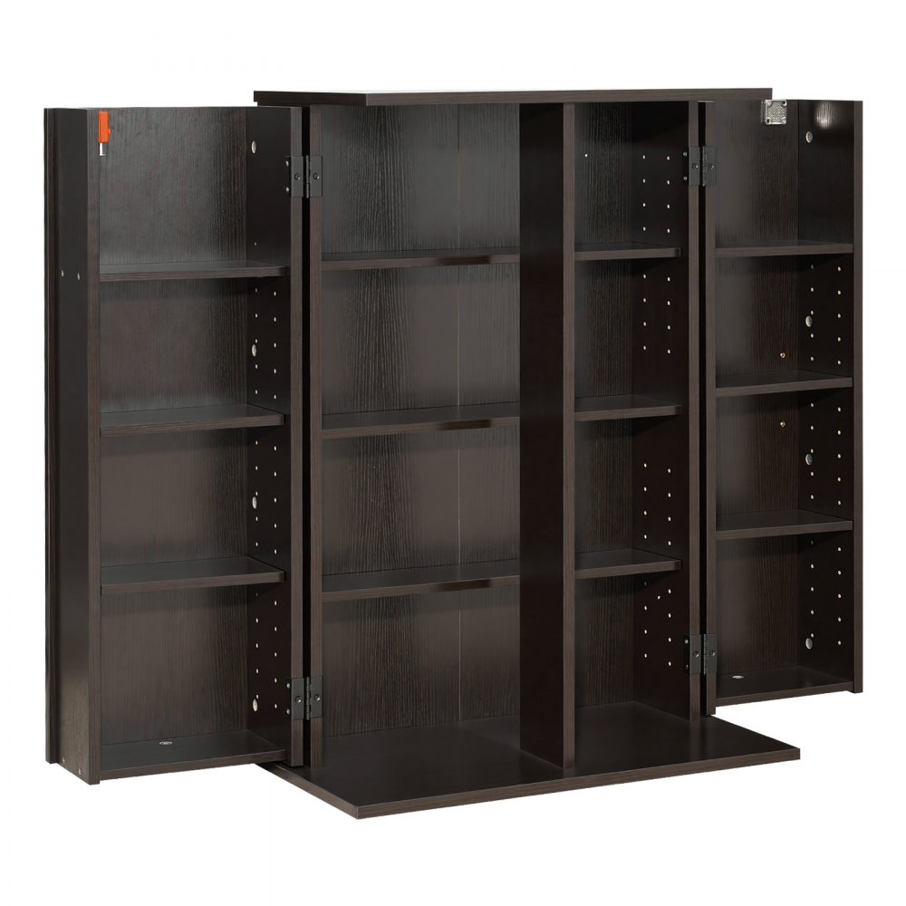 VEVOR Mobile Portaoggetti Scaffale Organizer per CD DVD, Mobiletto 610 x 368 x 846 mm per Libri Riviste Giochi Contenitore 16 Scomparti Multimediale per Ufficio Salotto Soggiorno, Colore Marrone