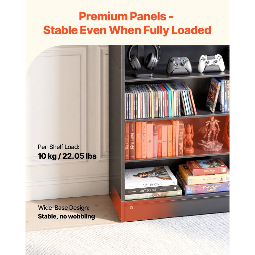 VEVOR Mobiletto Armadietto 7 Scomparti Porta DVD CD Libri Giochi Multimediale 70 x 30 x 140 cm, Armadio Autoportante Salvaspazio per CD DVD Dischi di Giochi per Ufficio Studio Soggiorno Casa, Nero