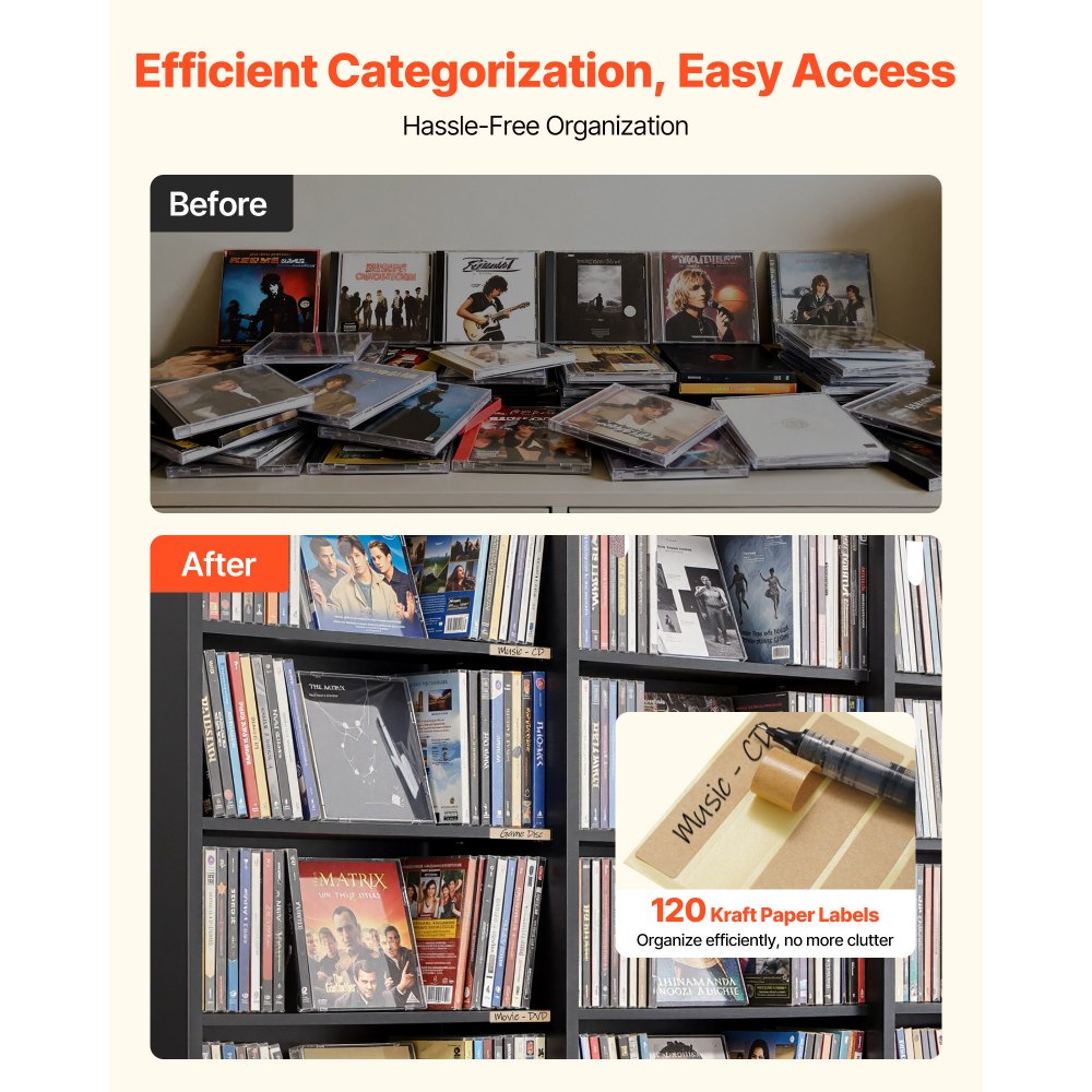 VEVOR Mobiletto Armadietto 142 x 22 x 130 cm Porta DVD CD Libri Giochi Multimediale 24 Scomparti 8 Ripiani, Armadio Autoportante Salvaspazio per CD DVD Dischi di Giochi per Studio Soggiorno Casa, Nero