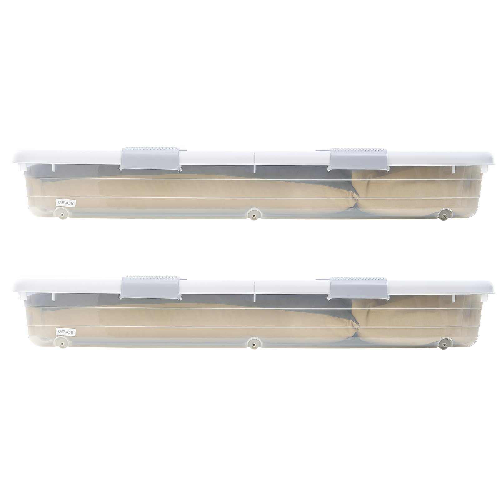 VEVOR Contenitore Sottoletto da 1010 x 510 x 150 mm Contenitori Sottoletto con Rotelle, con Coperchio e Chiusura, per Vestiti, Scarpe, Coperte, Camera da Letto, 2 Pezzi