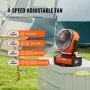 VEVOR Ventilatore Portatile Ricaricabile USB 210 mm con Telecomando Luce LED, Ventilatore Girevole Silenzioso Pieghevole Regolabile 4 Velocità 20000 mAh per Viaggio Campeggio Ufficio Arancione/Nero
