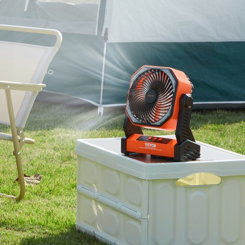Ventilatore Portatile Ricaricabile USB 219 mm con Telecomando Luce LED, Ventilatore Girevole Silenzioso Pieghevole Regolabile 4 Velocità 20000 mAh per Viaggio Campeggio Ufficio Arancione/Nero | IT