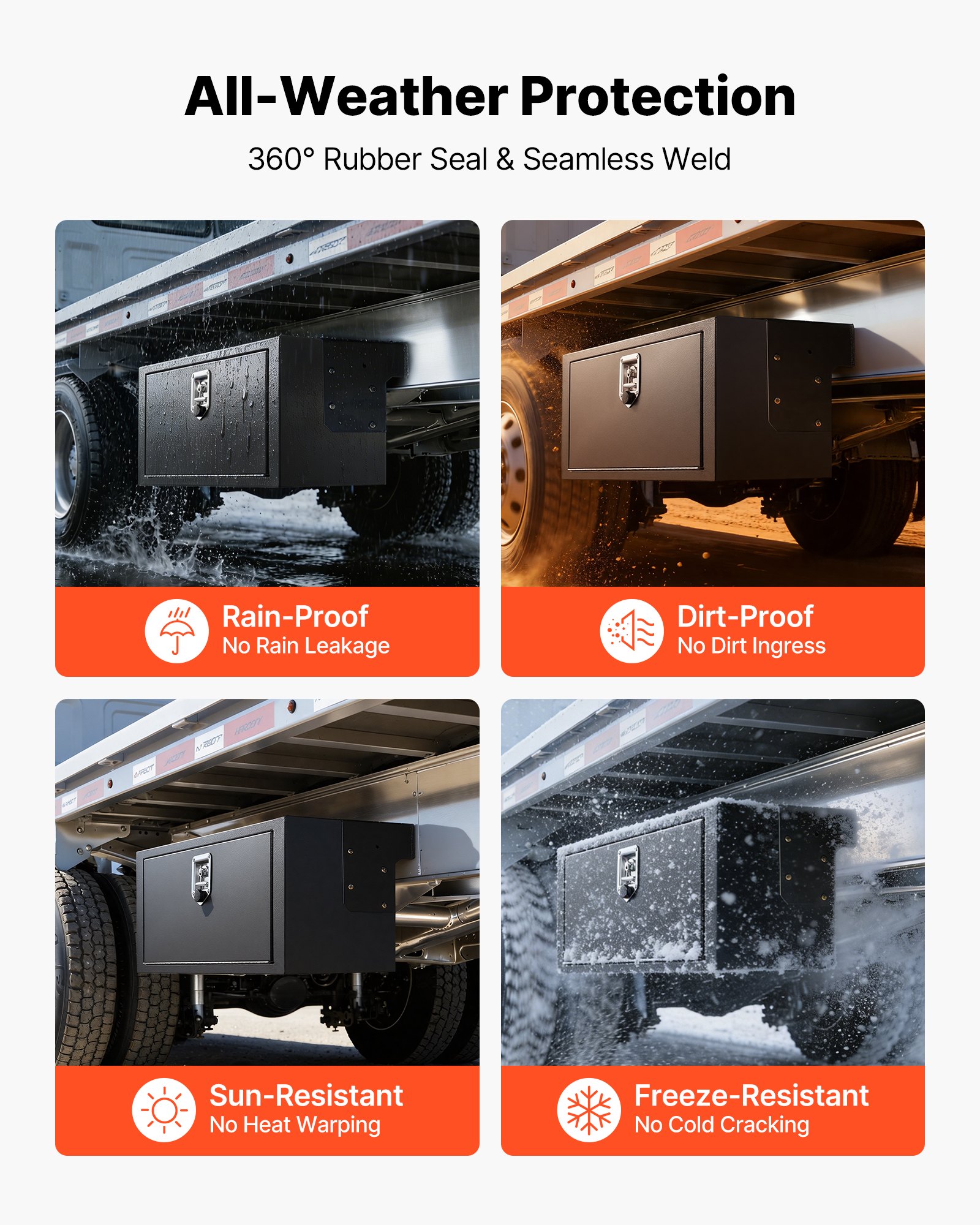 VEVOR Cassetta Porta Attrezzi Sottopianale per Camion Rimorchio Furgone, Cassapanca Portaoggetti Sotto il Pianale di Veicoli 914 x 457 x 457 mm in Acciaio con Serratura, Cassetta per Attrezzi Auto