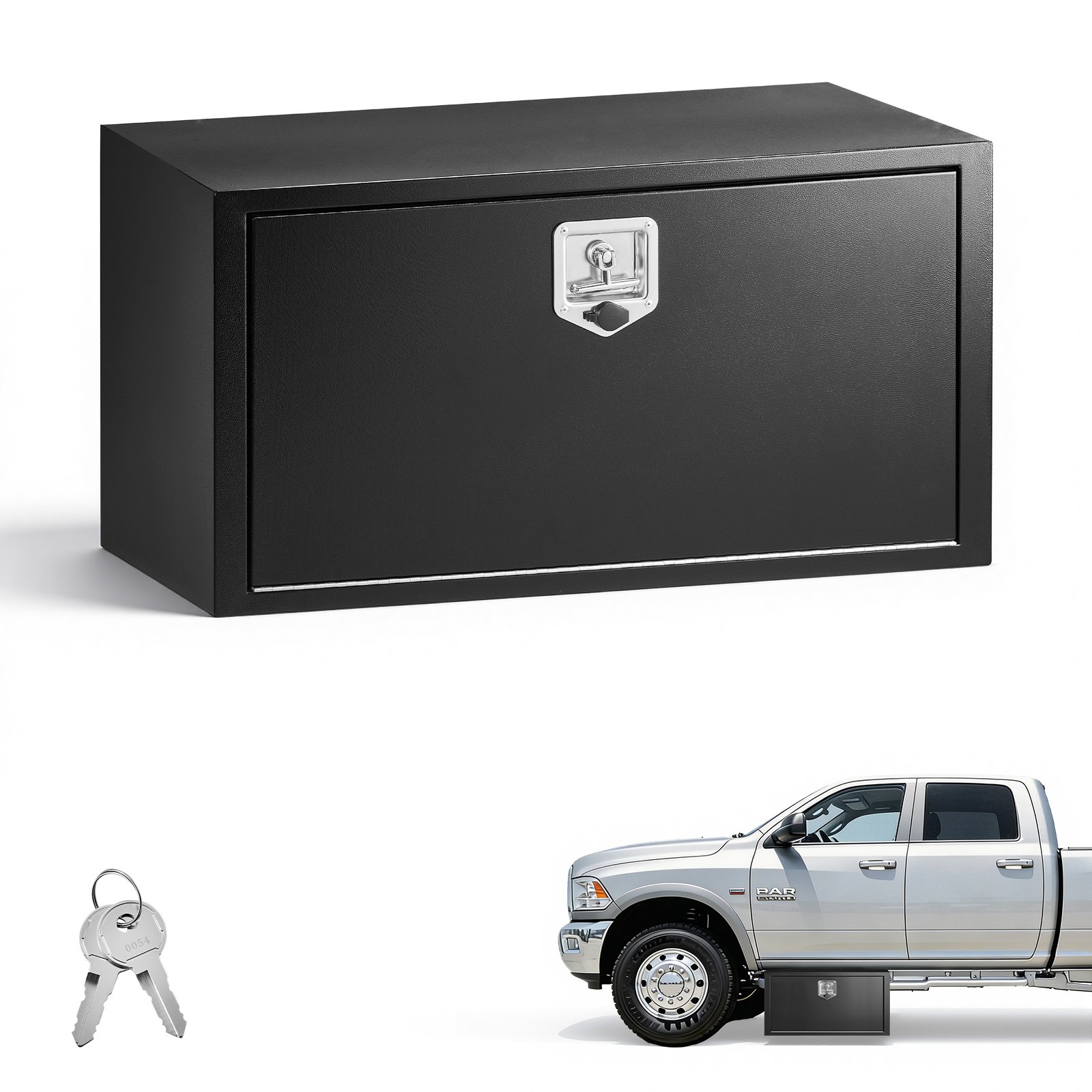 VEVOR Cassetta Porta Attrezzi Sottopianale per Camion Rimorchio Furgone, Cassapanca Portaoggetti Sotto il Pianale di Veicoli 914 x 457 x 457 mm in Acciaio con Serratura, Cassetta per Attrezzi Auto