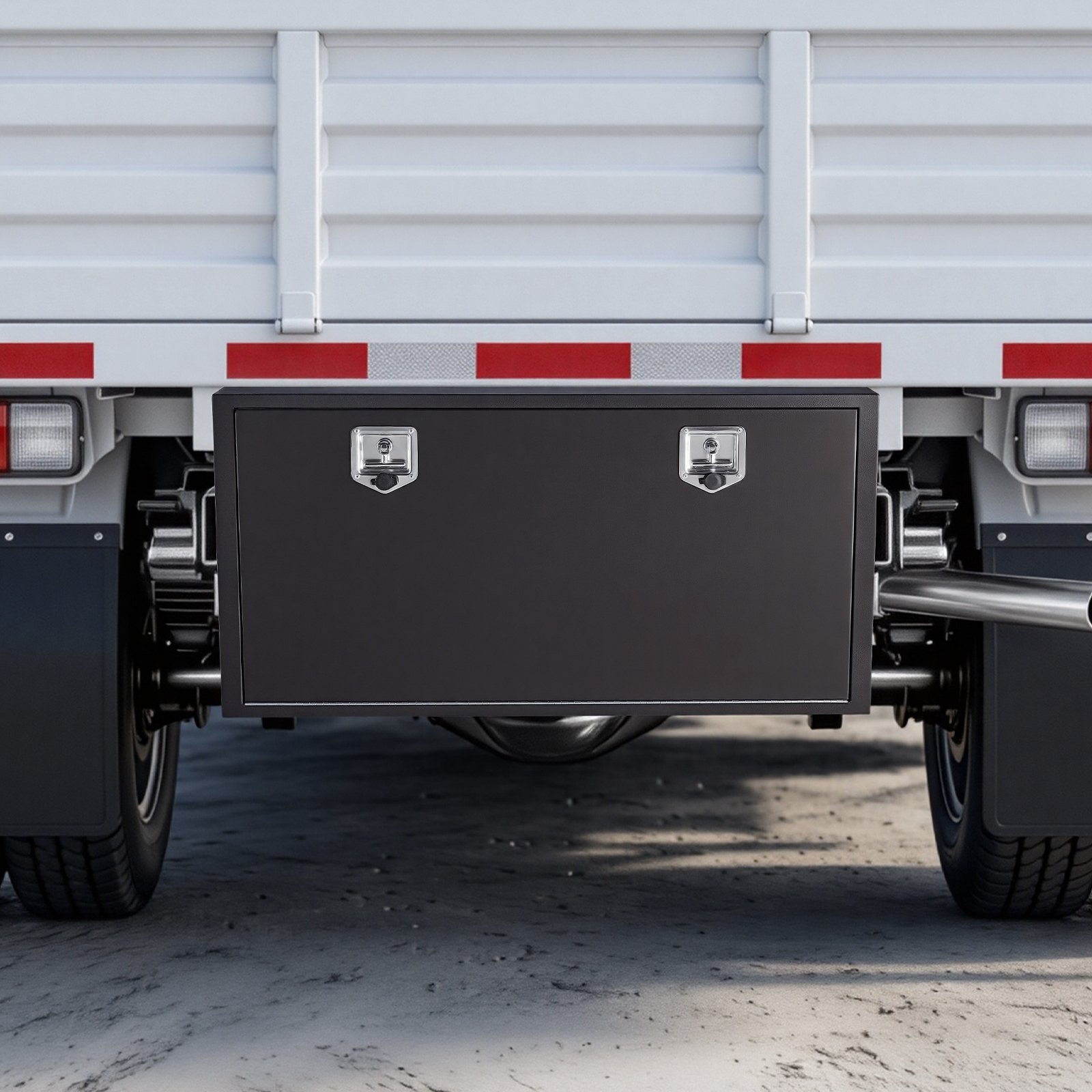 VEVOR Cassetta Porta Attrezzi Sottopianale per Camion Rimorchio Furgone, Cassapanca Portaoggetti Sotto il Pianale di Veicoli 1219 x 609 x 609 mm in Acciaio Carico max 50 kg, Cassetta per Attrezzi