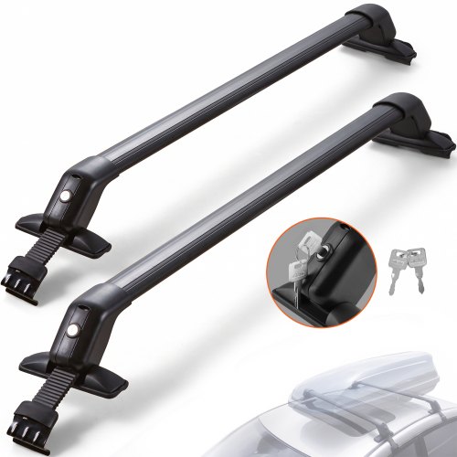 VEVOR Portapacchi da Tetto Trasversali 2 Pz di Barre Trasversali in Lega di Alluminio Distanza dalle Grondaie ai Finestrini 6 cm, Adatto per Distanza tra le Grondaie 105-109 cm