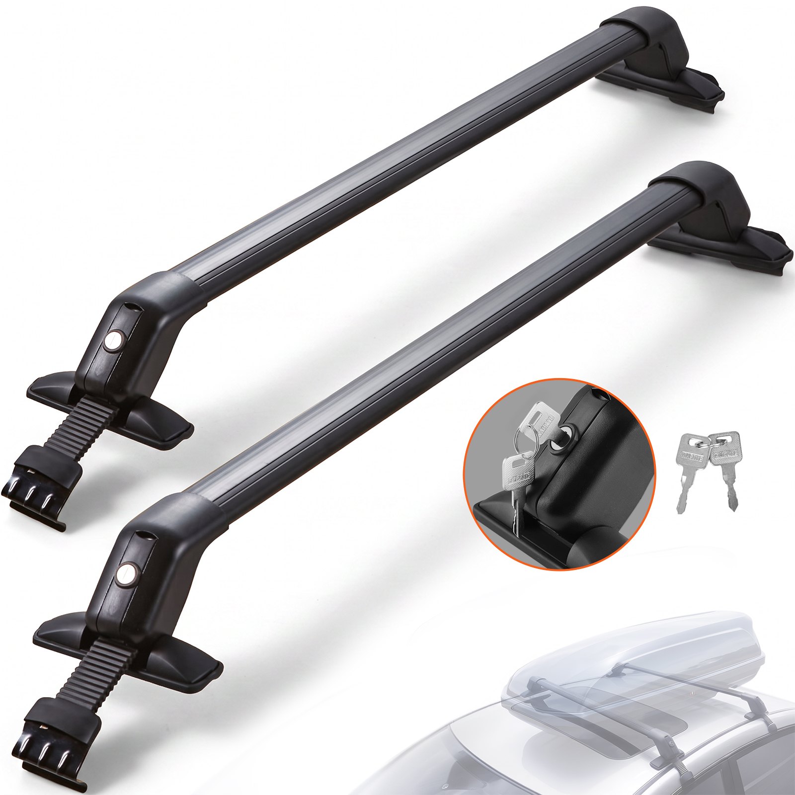 VEVOR Portapacchi da Tetto Trasversali 2 Pz di Barre Trasversali in Lega di Alluminio Distanza dalle Grondaie ai Finestrini 6 cm, Adatto per Distanza tra le Grondaie 105-109 cm