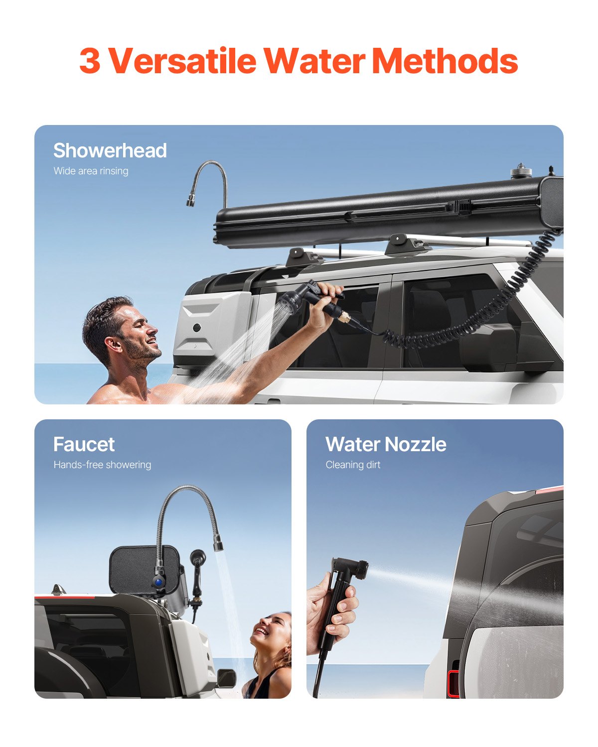 VEVOR Serbatoio dell'Acqua per Portapacchi  26,5 L, con 2 Pannelli Paraspruzzi e Scanalatura a T, Serbatoio in Alluminio Alta Capacità con Porta Pressurizzazione, per Roll bar, Barre Trasversali