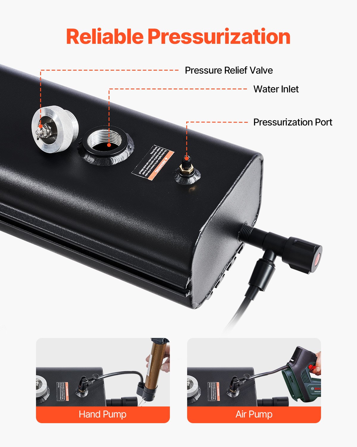 VEVOR Serbatoio dell'Acqua per Portapacchi  26,5 L, con 2 Pannelli Paraspruzzi e Scanalatura a T, Serbatoio in Alluminio Alta Capacità con Porta Pressurizzazione, per Roll bar, Barre Trasversali