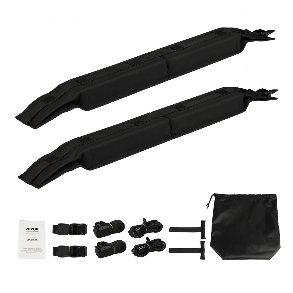 VEVOR Cuscinetti Morbidi per Portapacchi da Tetto, Cuscinetto Universale per Portapacchi per Auto 800 mm, Carico 80 kg con 4 Cinghie di Ancoraggio, 2 Cinghie ad Anello Rapido e Borsa per SUP, Canoa