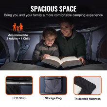 VEVOR Tenda da Tetto Rigida, Tenda da Tetto Naturnest Rigida per 2-3 Persone, Tenda da Tetto Rigida con Scala Telescopica e Materasso Spesso, Impermeabile e Antivento per Jeep SUV Van Pickup Truck