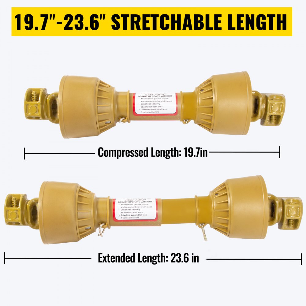 Vevor Albero Cardanico Giunto Trattore 1-3/8"x6 Scanalature T1 500-600mm Giallo