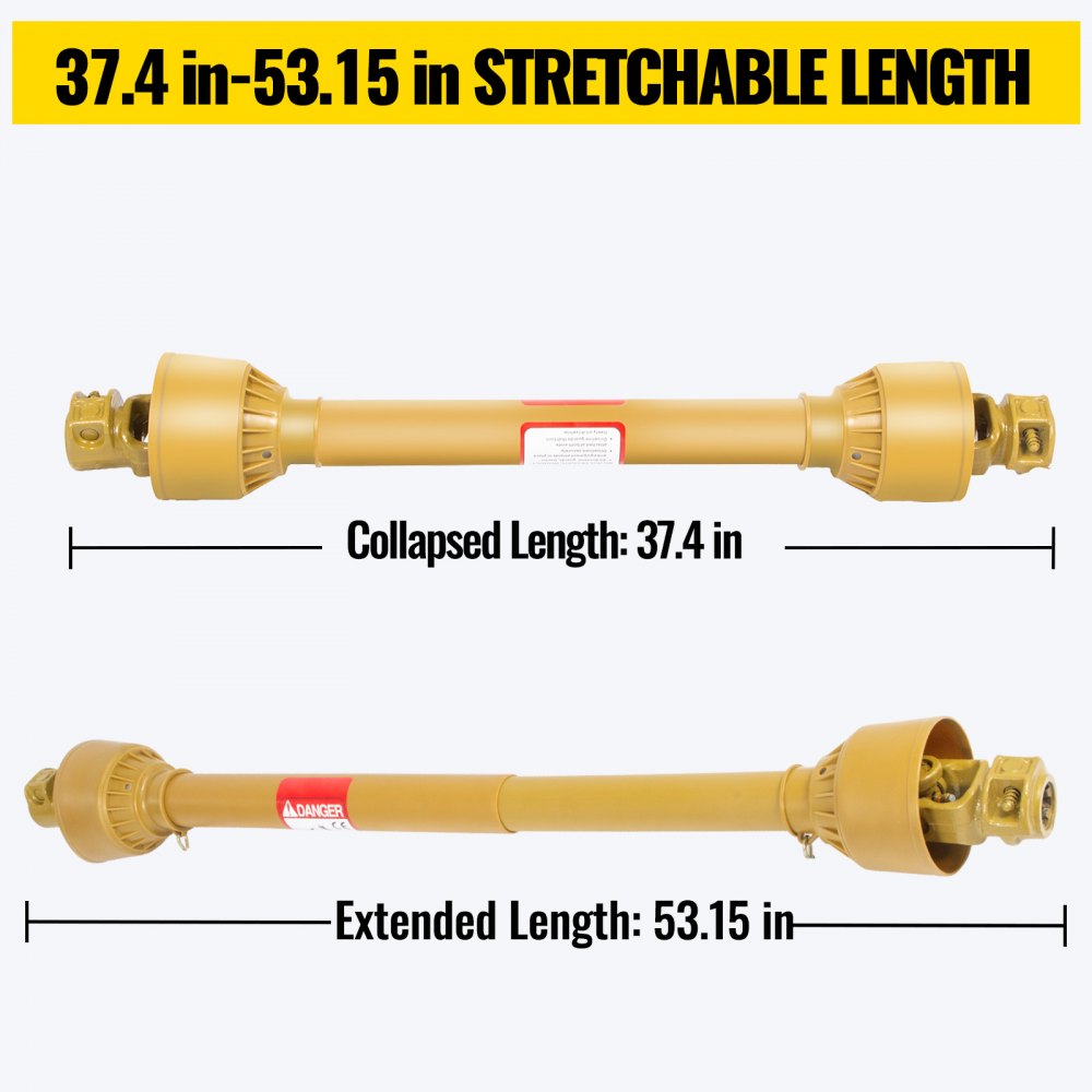 Vevor Albero Cardanico Giunto Trattore 1-3/8"x6 Scanalature T1 950-1350mm Giallo