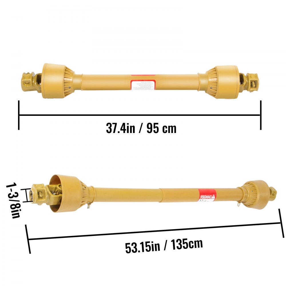 Vevor Albero Cardanico Giunto Trattore 1-3/8"x6 Scanalature T1 950-1350mm Giallo