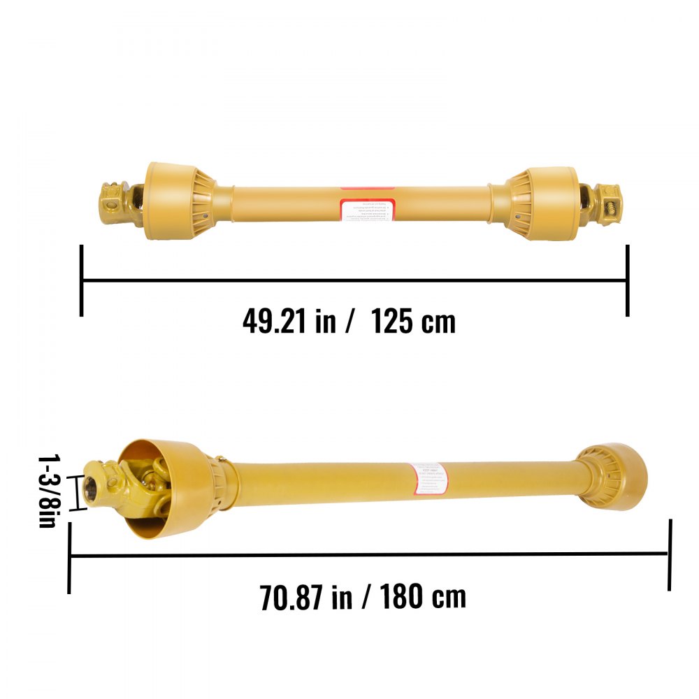 Vevor Albero Cardanico Giunto Trattore 1-3/8"x6 Scanalature T4 125-180cm Giallo
