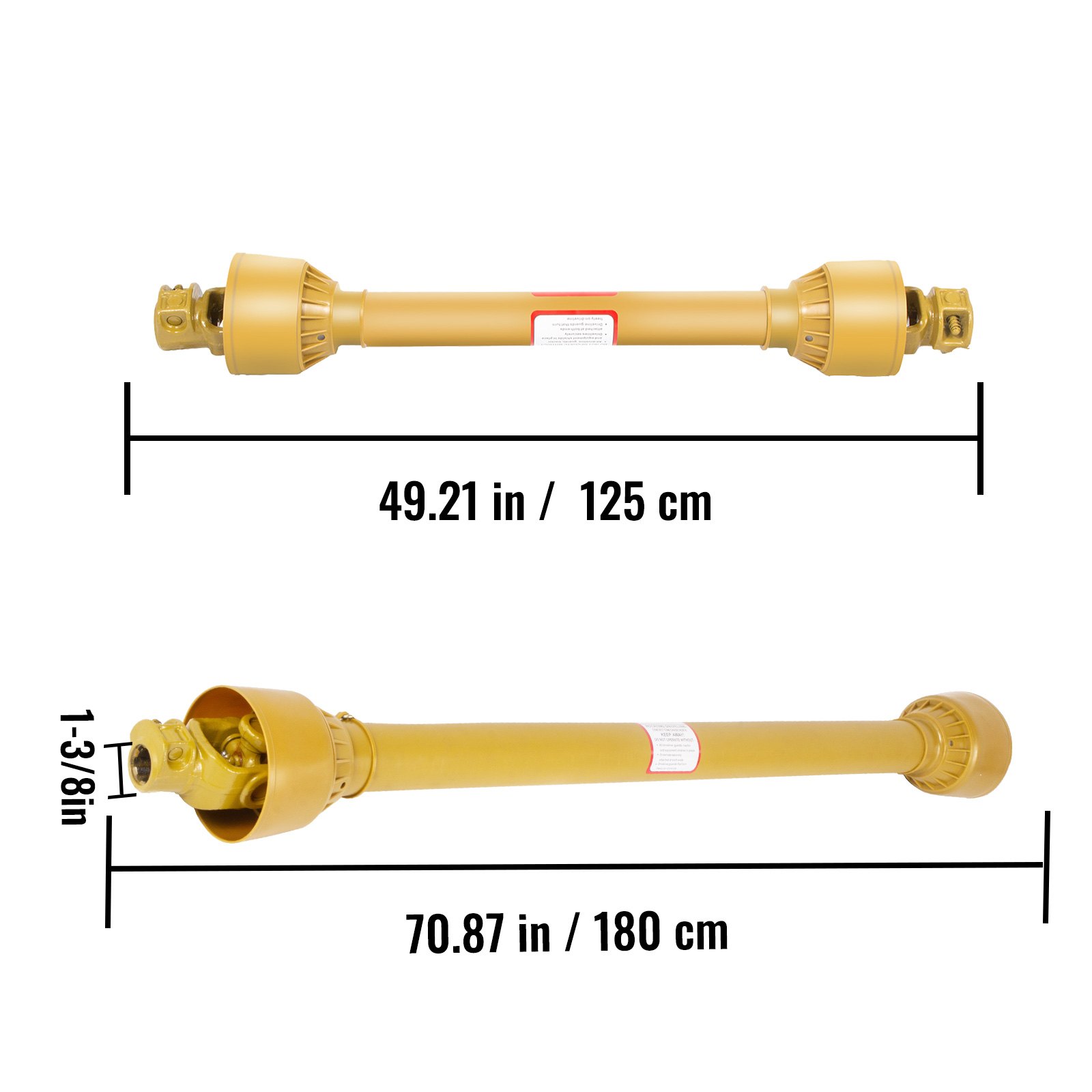 Vevor Albero Cardanico Giunto Trattore 1-3/8"x6 Scanalature T4 125-180cm Giallo