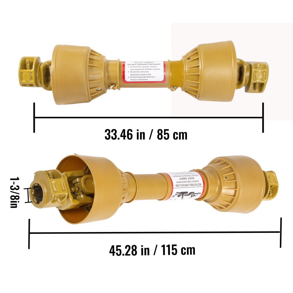 Vevor Albero Cardanico Giunto Trattore 1-3/8"x6 Scanalature T4 850-1150mm Giallo