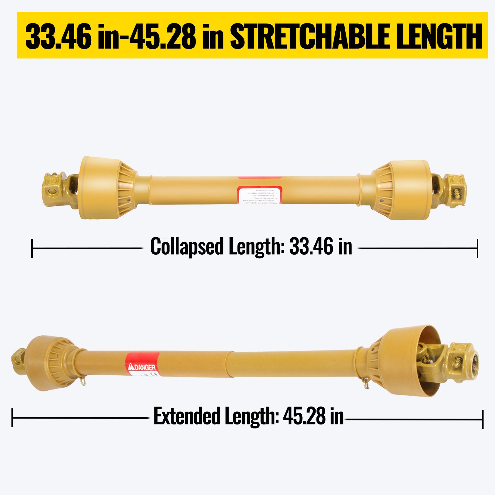 Vevor Albero Cardanico Giunto Trattore 1-3/8"x6 Scanalature T4 850-1150mm Giallo