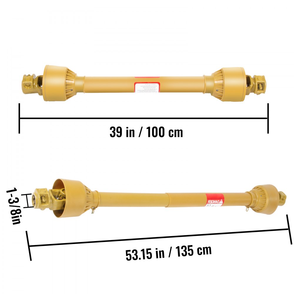Vevor Albero Cardanico Giunto Trattore 1-3/8"x6 Scanalature T6 100-135cm Giallo