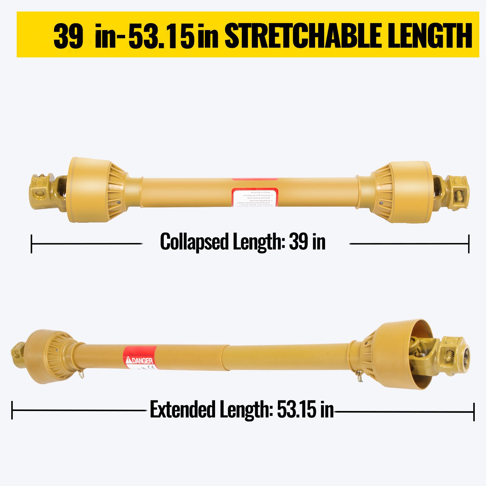 Vevor Albero Cardanico Giunto Trattore 1-3/8"x6 Scanalature T6 100-135cm Giallo