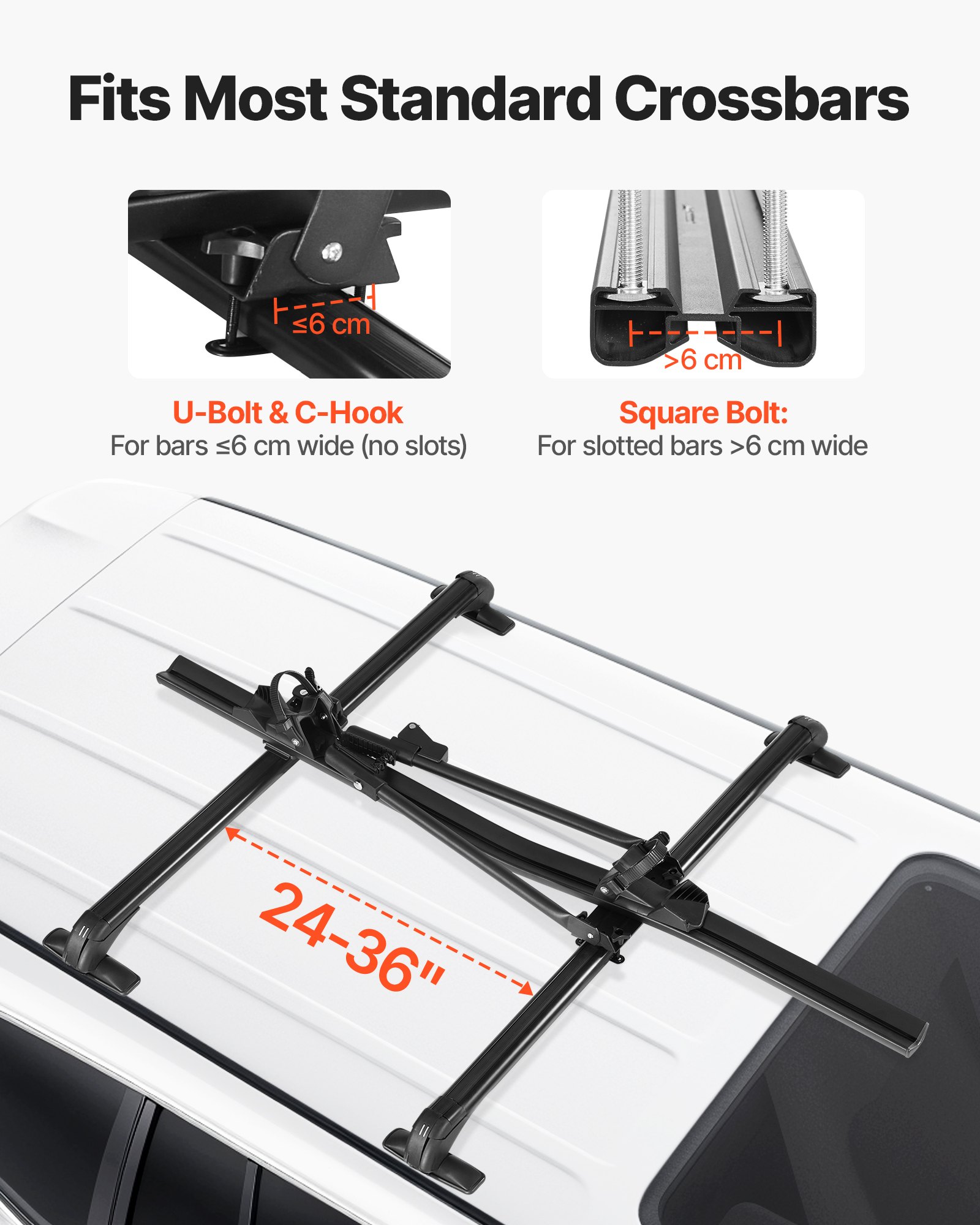 VEVOR Supporto Portabiciclette da Tetto Auto Carico 15 kg, Portabici da Tetto Verticale con Sistema di Bloccaggio per Barre Trasversali Standard, Portabicicletta da Tetto Verticale in Alluminio