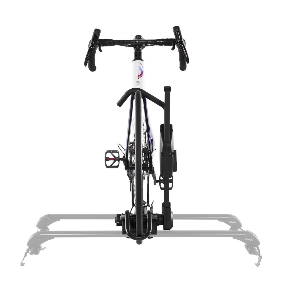 VEVOR Supporto Portabiciclette da Tetto Pieghevole Carico 15 kg, Portabici da Tetto con Sistema di Bloccaggio per Barre Trasversali Ruote da 508-737 mm, Portabicicletta da Tetto Verticale Auto