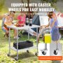 VEVOR Tavolo da Lavoro in Acciaio Inossidabile 610 x 914 x 954,6 mm Tavolo da Lavoro per Preparazione Alimenti Resistente con 4 Ruote, 3 Livelli di Altezza Regolabili,  per Ristoranti Cucina, Argento
