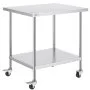 VEVOR Tavolo da Lavoro in Acciaio Inox 762 x 914 x 954,6 mm Tavolo da Preparazione Altezza Regolabili Tavolo da Lavoro per Preparazione Alimenti per Ristoranti Commerciali