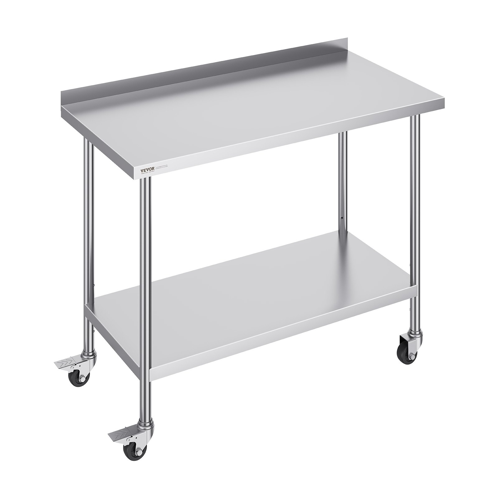 VEVOR Tavolo da Lavoro in Acciaio Inossidabile 610 x 1219x 1005 mm Tavolo Commerciale Preparazione Alimenti Ruote, Tavolo da Lavoro Carichi Pesanti, Tavolo Altezza Regolabile Ristorante Casa Hotel