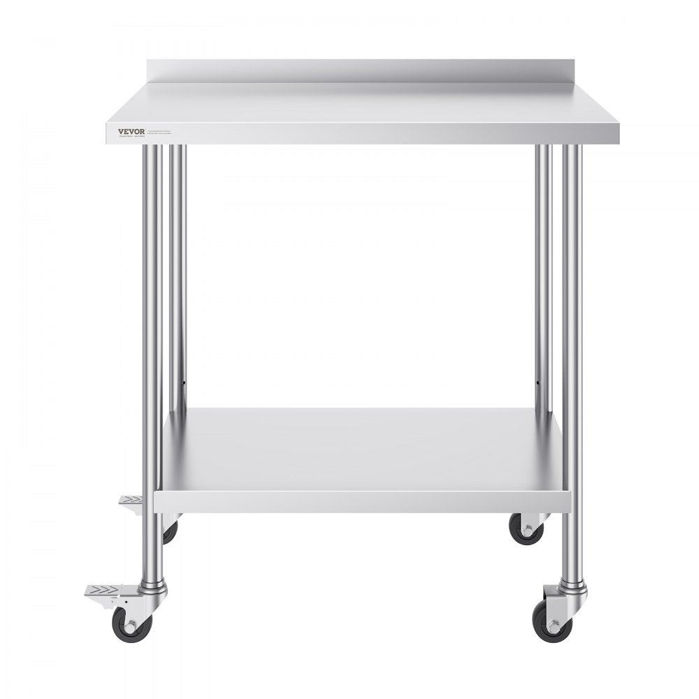 VEVOR Tavolo da Lavoro in Acciaio Inox 610x914x1005,6 mm, Tavolo da Lavoro per la Preparazione Alimentare Commerciale per Preparazione da Cucina, Tavolo da Lavoro Altezza Regolabile da Cucina
