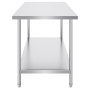 VEVOR Stainless Steel Preparation Table, Robust Metal Work Table with 3 Adjustable Height Levels, Commercial Workstation for Kitchen, Garage, Restaurant, Backyard 762 x 1524 x 864 mm